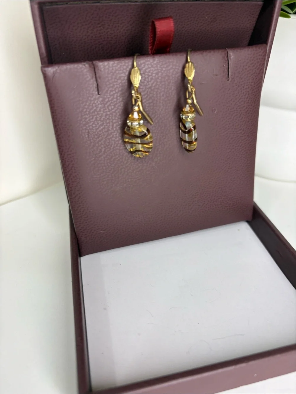 Gold-Tone Pink and Gold Swirl Drop Earrings - Women Jewelry